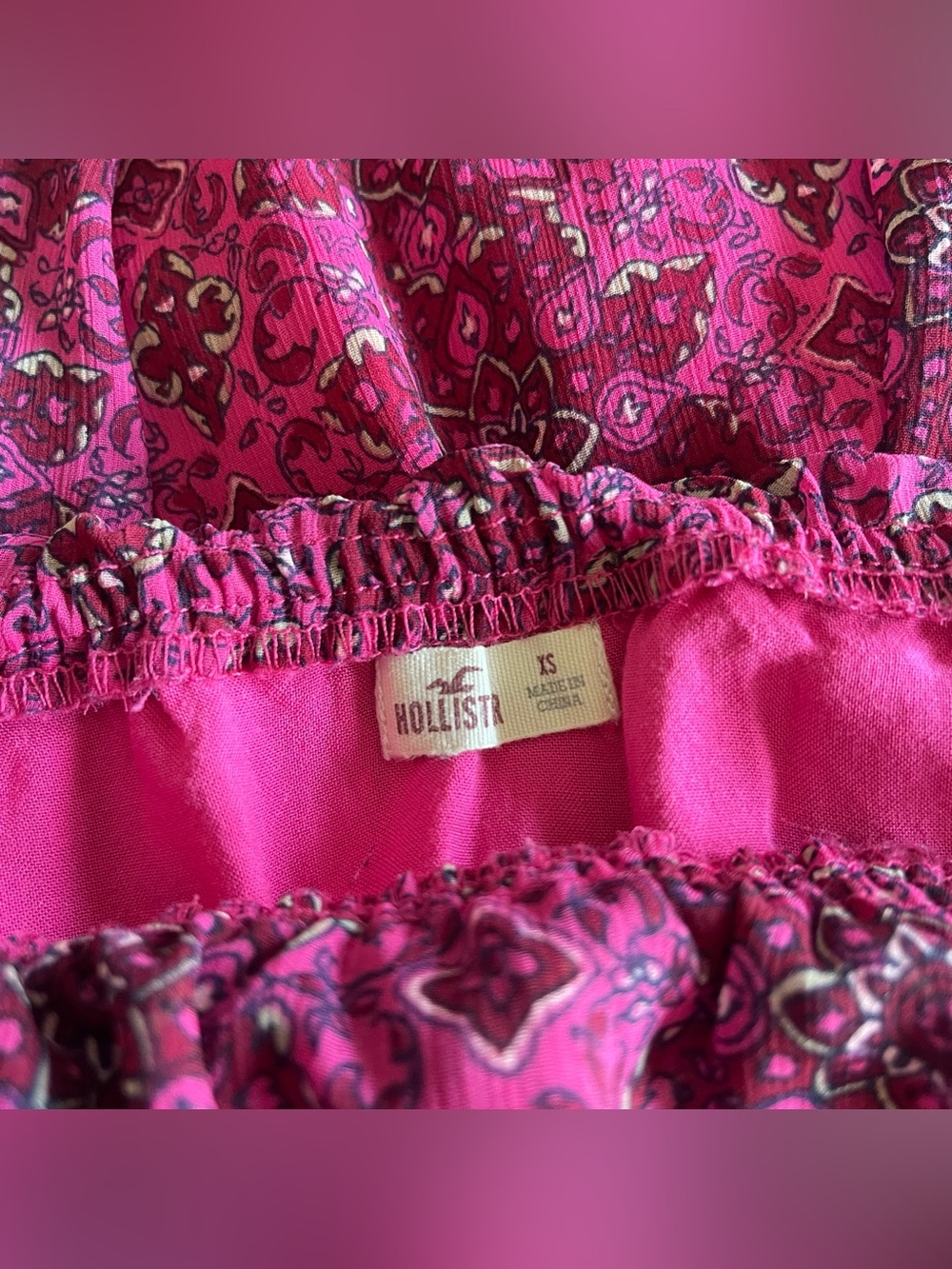 Hollister Strapless Sheer Floral Maxi Dress XS Maroon Party Gown Romantic Boho - Picture 6 of 7